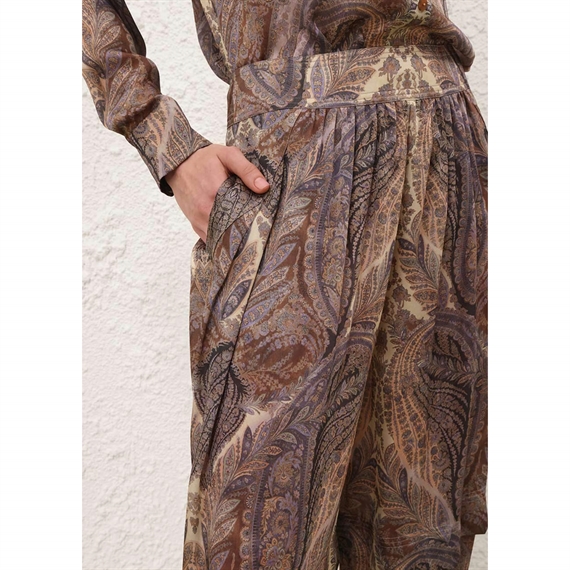 Zimmermann Hypnotic Silk Harem Bukser, Denim Paisley 